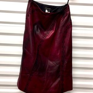 Escada embroidered leather skirt.